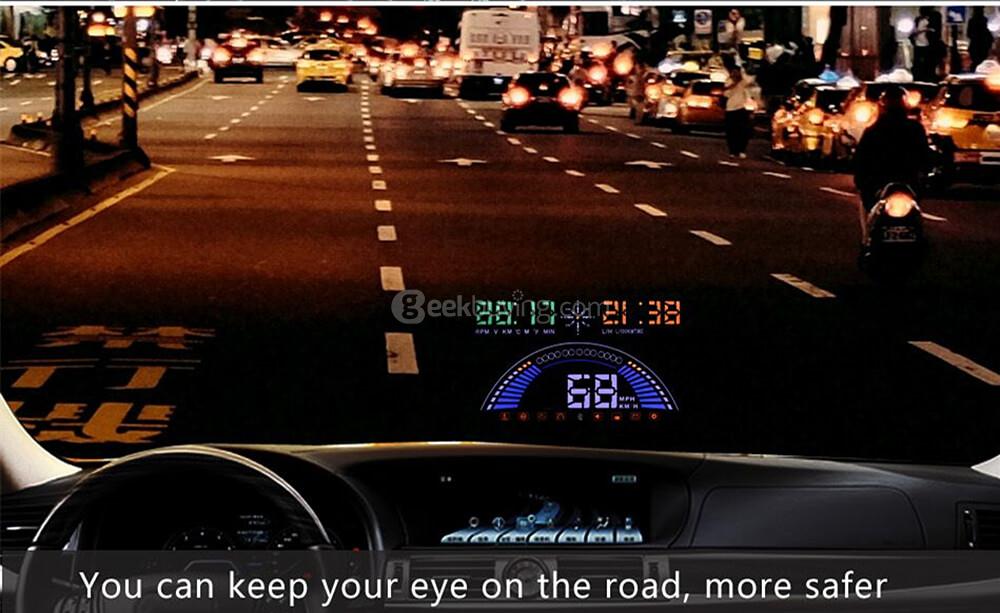 S7 5.8' Car OBDII HUD Head Up Display Projector with Speed Warning System - Black