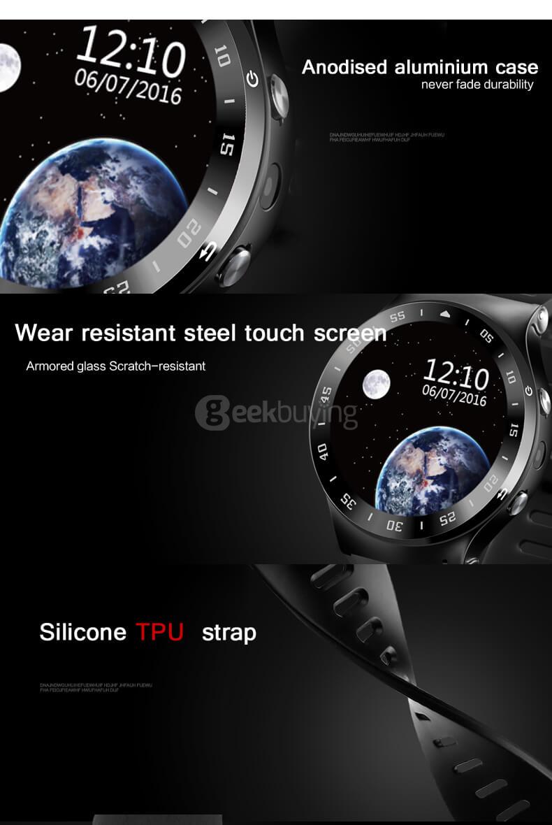 ZGPAX S99A 3G Smart Watch Phone Android 5.1 MTK6580 8GB ROM GPS WIFI Bluetooth 5.0MP Camera Compatible With Android iOS - Black