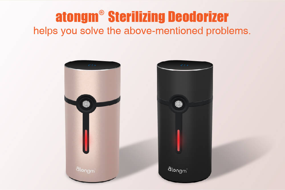 atongm KT-6830 Mini USB Sterilizing Deodorizer Live-ozone Refrigerator Air Purifier Cabinet Freshener - Rose Gold