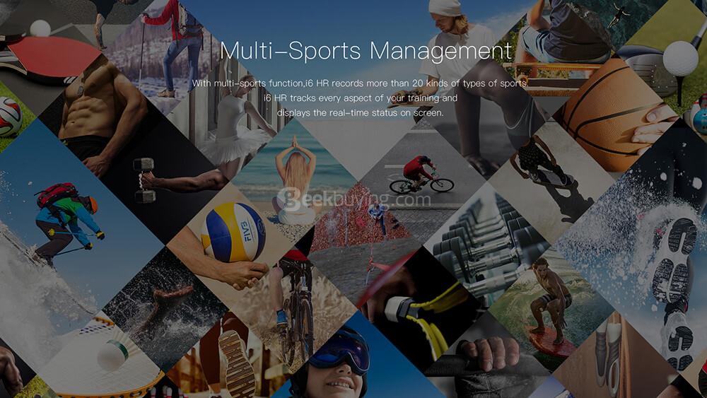 IWOWNFit i6HR Smart Band Bracelet Fitness Tracker Dynamic Heart Rate Monitor IP67 Water Resistant Compatible with Android IOS - Black