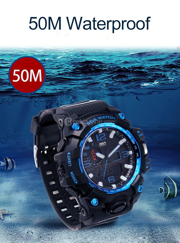 RGA R-983 Digital Watch Water Resistant LED Sports Watches Casual Quartz Wristwatch for Men - Blue
