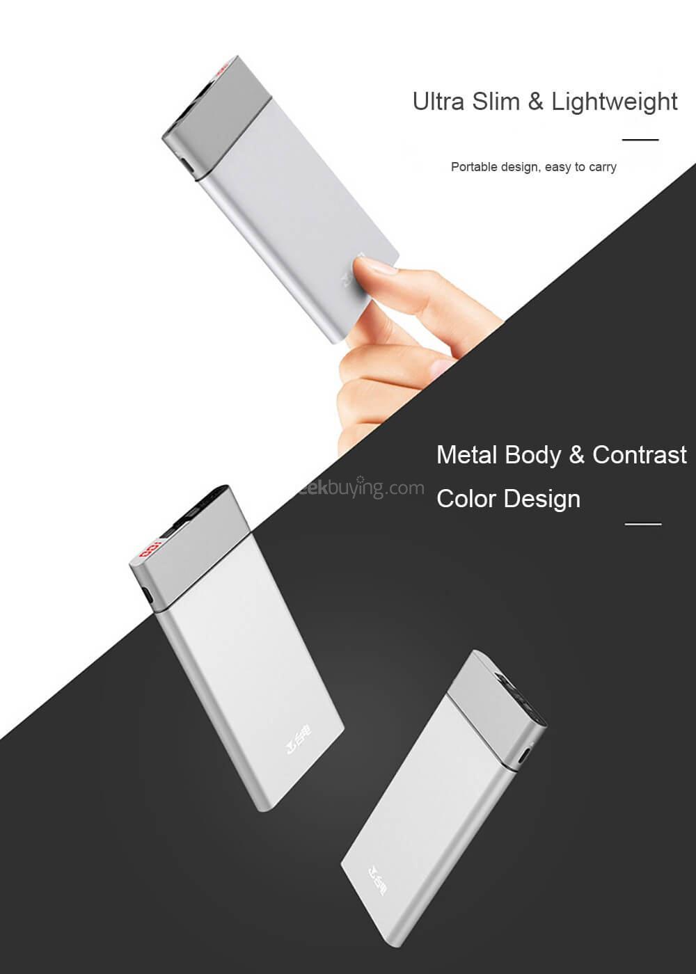Original Teclast T100UC-S 10000mAh Power Bank 8 Pin and Micro USB Dual Input Intelligent Digital Display - Silver