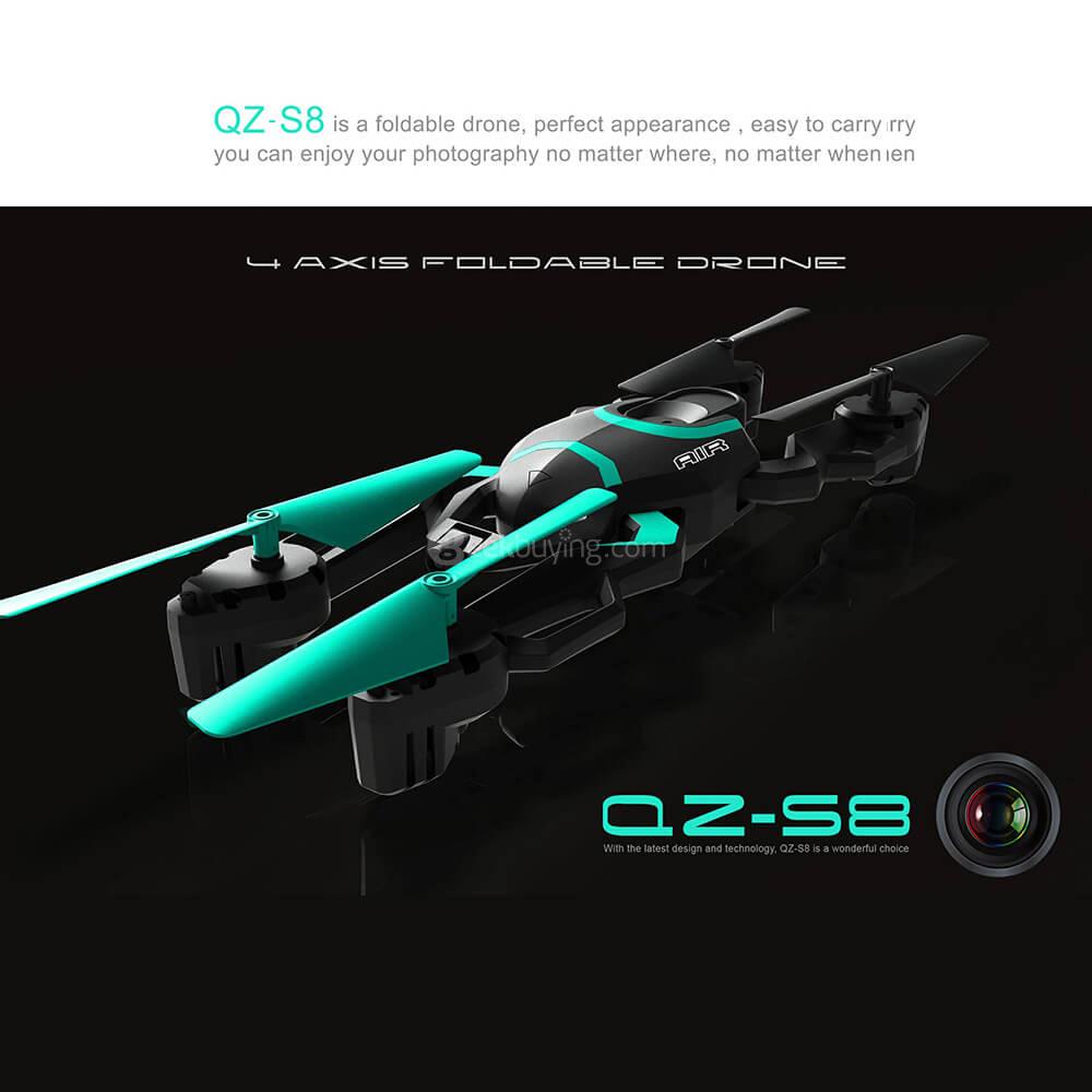 QI ZHI Toys QZ S8 Pro WIFI FPV 0.3MP Camera Foldable Arm with Altitude Hold Headless Mode RC Quadcopter RTF - Black