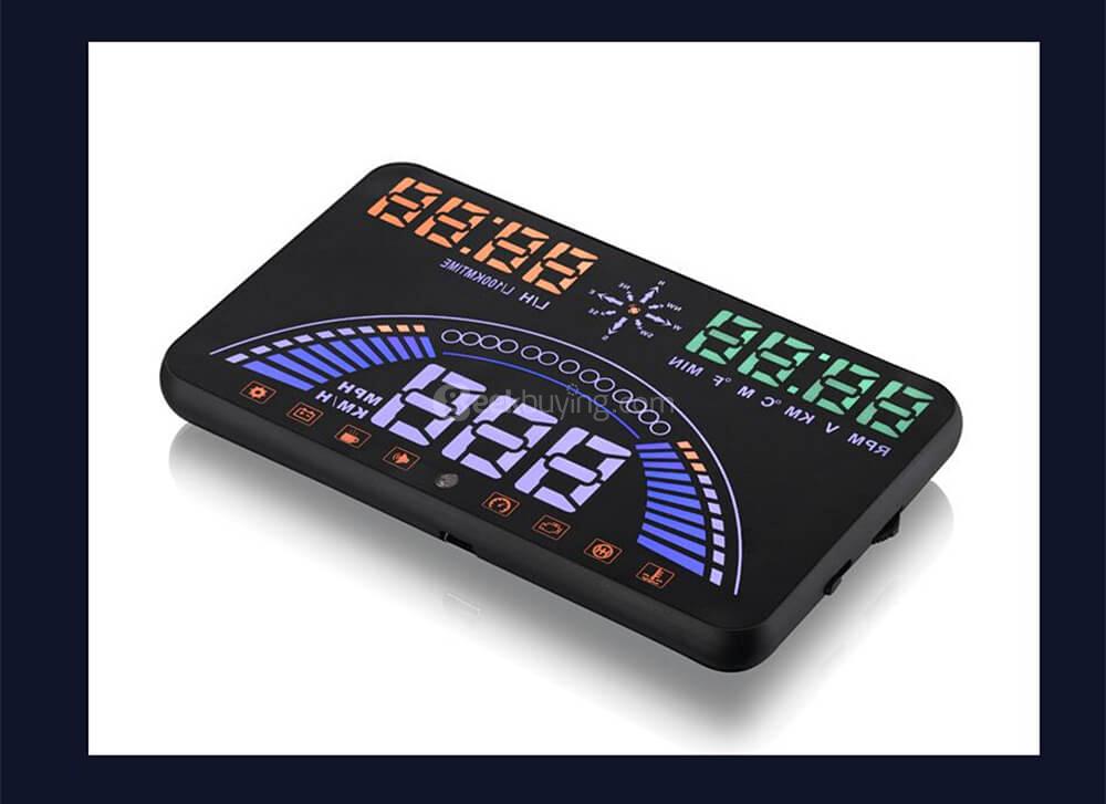 S7 5.8' Car OBDII HUD Head Up Display Projector with Speed Warning System - Black