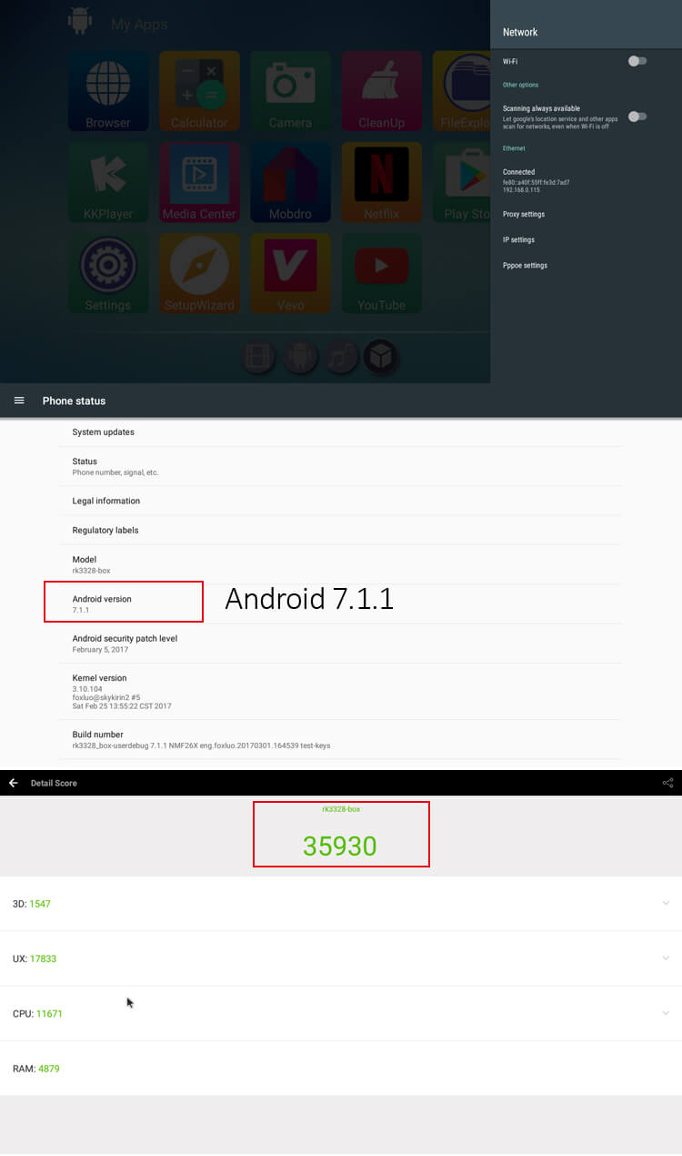 R-TV BOX MINI+ Android 7.1.1 RK3328 KODI 17.1 4K VP9 TV Box 1G/8G 802.11 b/g/n Wifi LAN H.265 HDR10 USB3.0