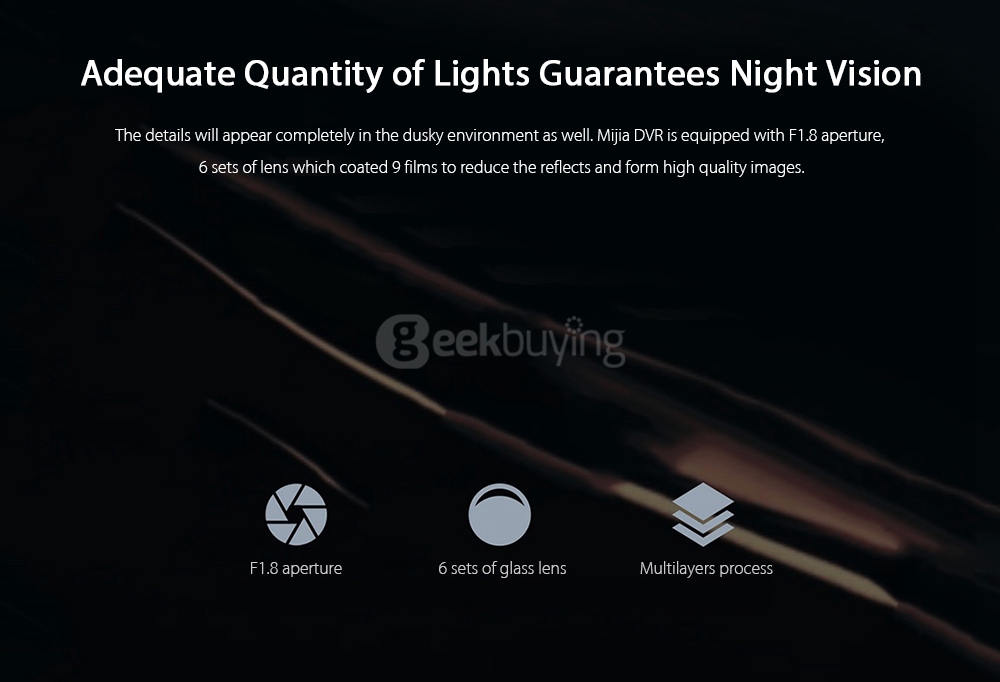 Xiaomi Mijia Carcorder Dash Camera Mstar MSC8328P SONY IMX323 H.264 1080P 160 Degree Wide Angle 3 Inch HD Screen WiFi Connection Loop-cycle Recording - Black