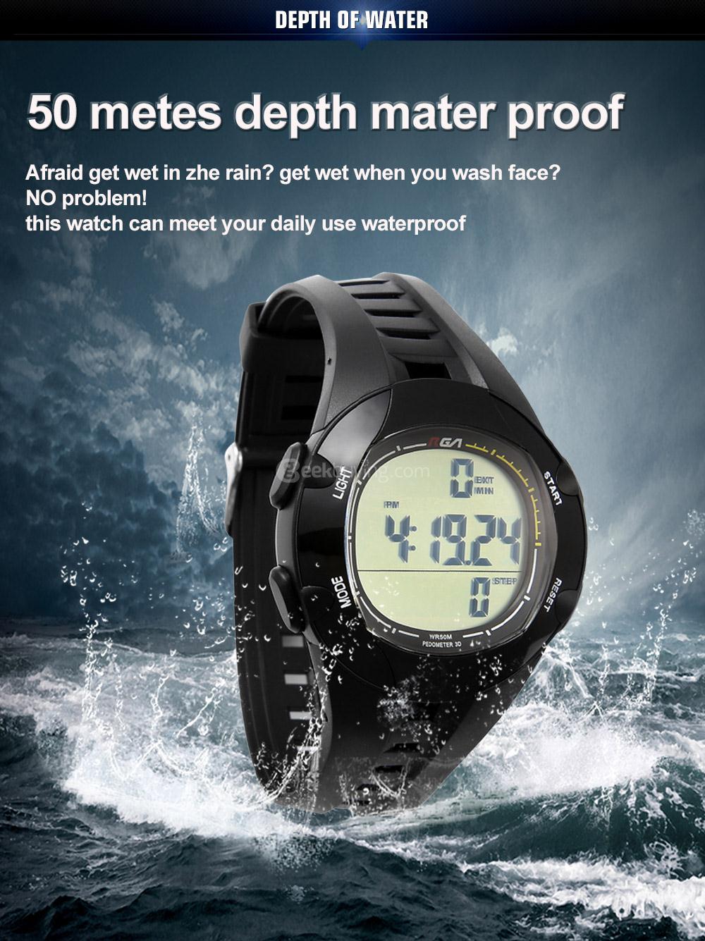 RGA R-988 Digital Watch 50M Water Resistant LED Sports Watches Casual Quartz Wristwatch for Men - Orange