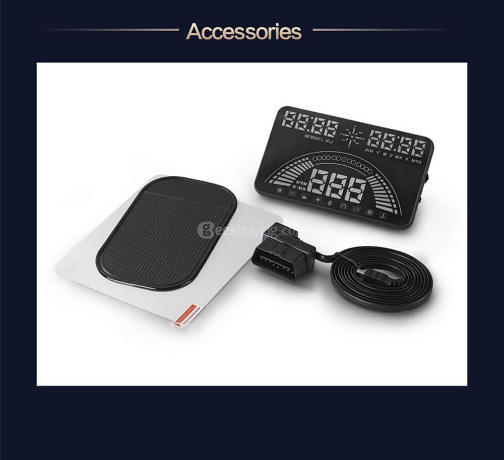 S7 5.8' Car OBDII HUD Head Up Display Projector with Speed Warning System - Black