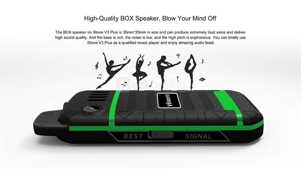 VKworld Stone V3 Plus IP54 Waterproof Phone 2.4 Inch Daily Dustproof ShatterProof 4000Mah Long Standby Speaker LED Lights - Black