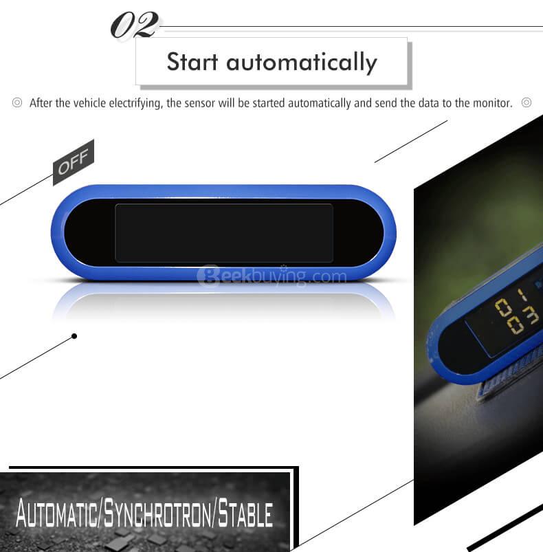 CAREUD T5WF Solar TPMS Tire Pressure Monitoring System USB Interface with Four Outer Sensors - Blue