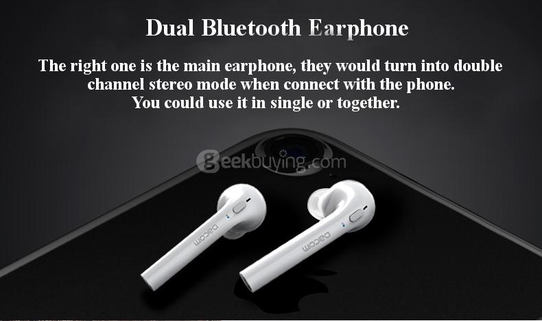 DACOM GF7 TWS Charger Storage Box Voice Prompt Stereo Dual Bluetooth V4.2 Earphone - White