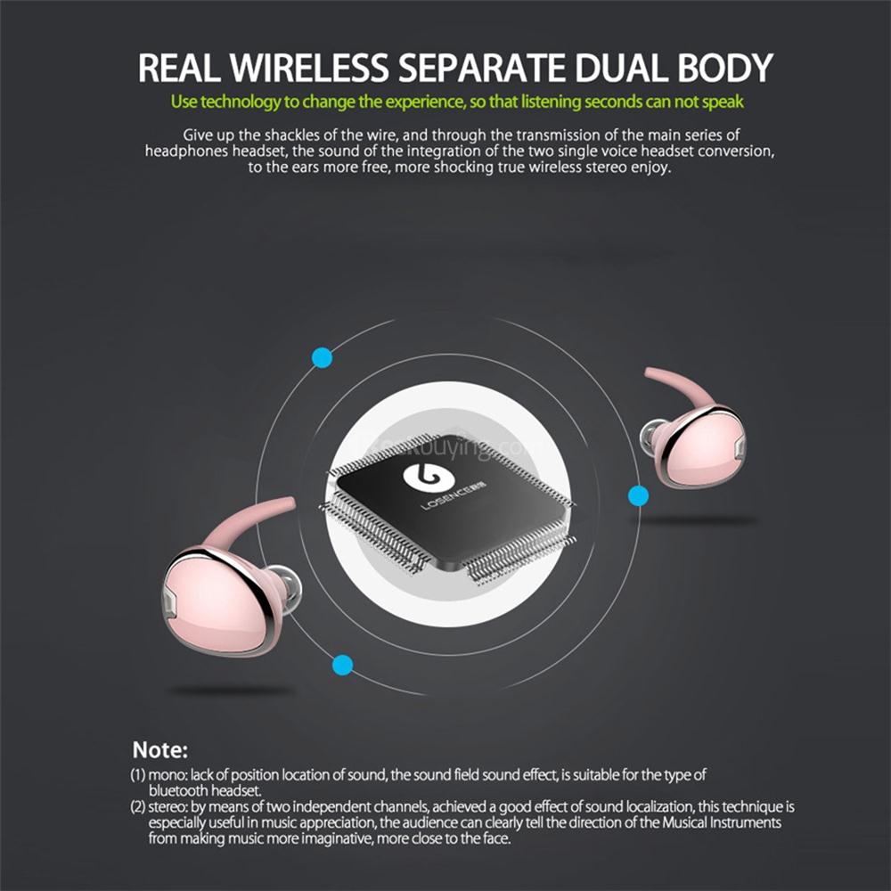 SP01 Wireless Bluetooth 4.1 Mini Invisible Earphone Sports Running Headphone with Mic - Gold