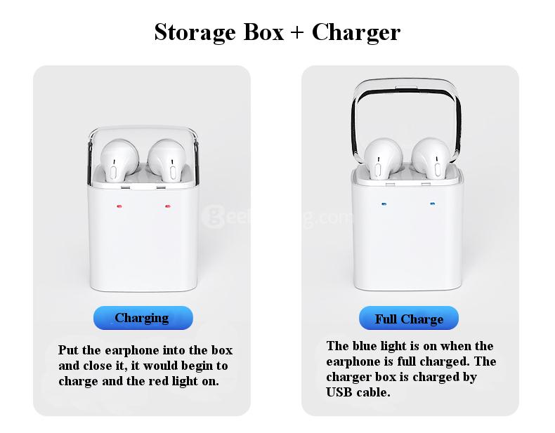 DACOM GF7 TWS Charger Storage Box Voice Prompt Stereo Dual Bluetooth V4.2 Earphone - White
