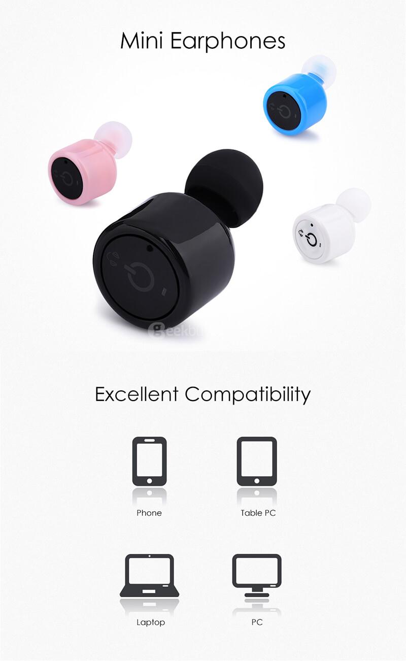 X1T Wireless Bluetooth V4.2 HiFi In-ear Earphones - Pink