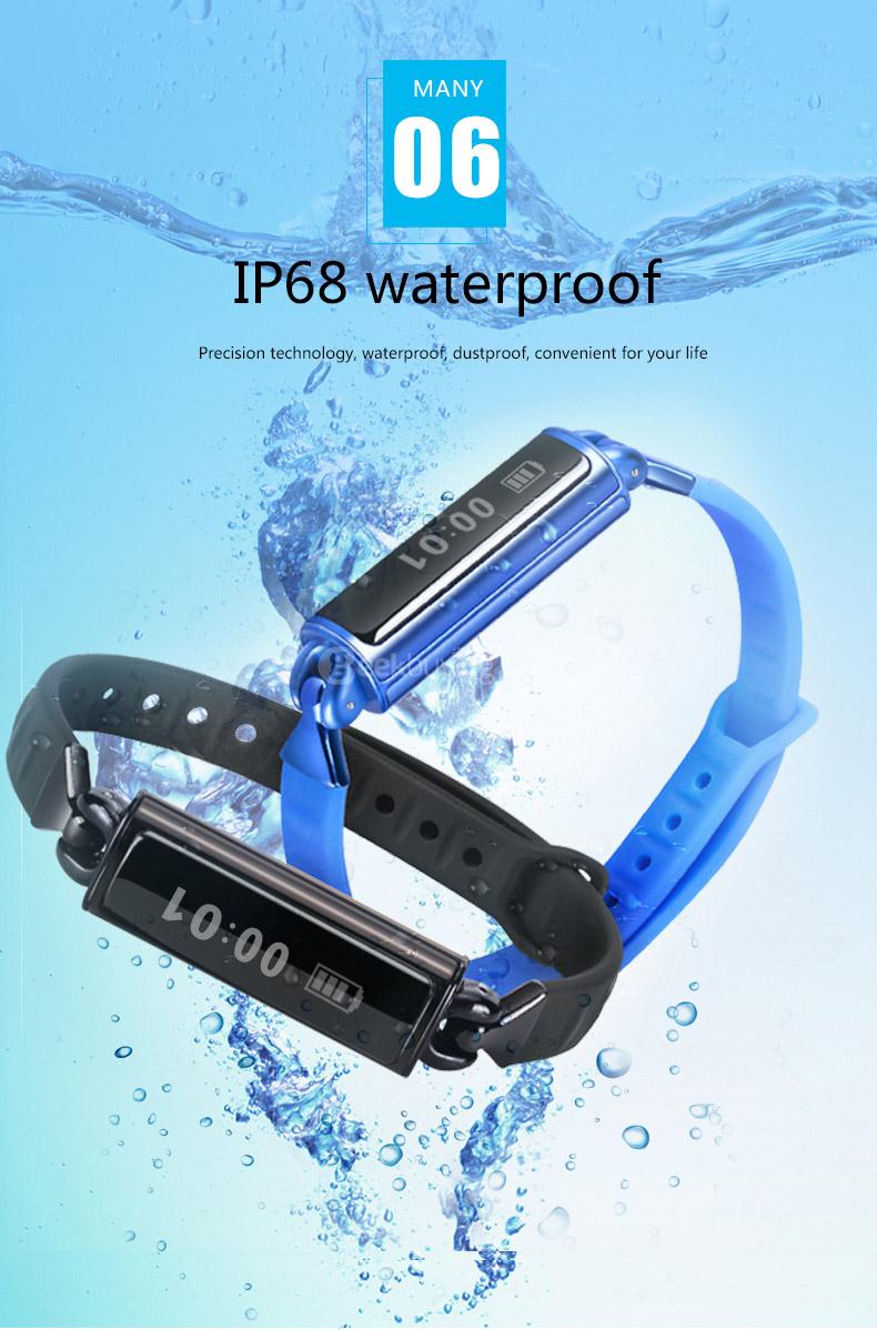 DB02 Smart Wrist Band IP67 Water Resistant OLED Touch Screen Heart Rate Monitor Pedometer Fitness Activity Tracker Compatible with Android iOS - Black