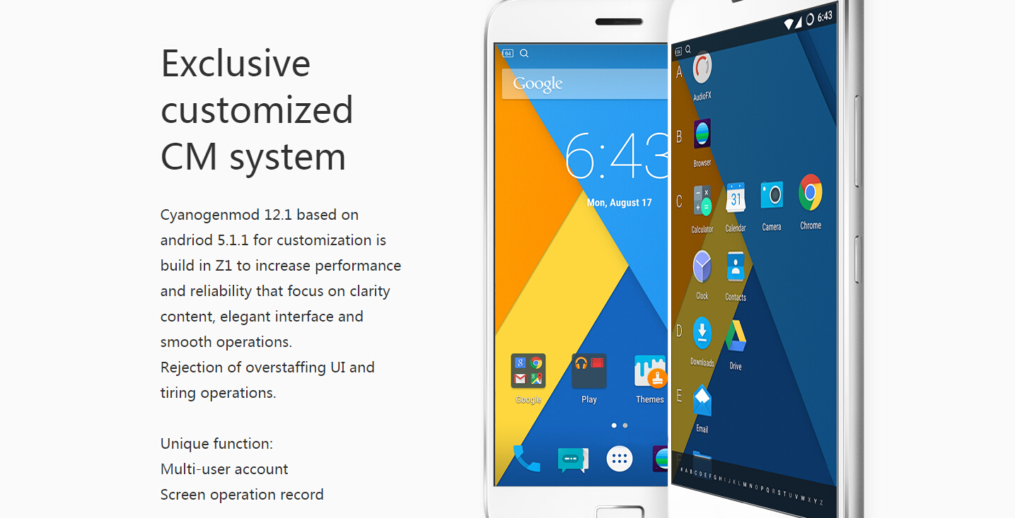 LENOVO ZUK Z1 5.5Inch 4G LTE Smartphone FHD Screen 3GB 64GB Snapdragon 801 13.0MP U-Touch 4100mAh - Gray