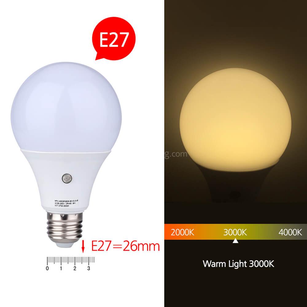 E27 MFX-A80SP5730-9W-S-G-B LED Sensor Bulb Warm Light - White