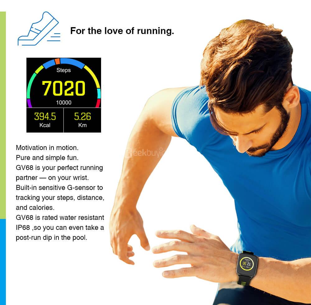 Makibes GV68 Smart Watch MTK2502 IP68 Water Resistant Bluetooth Message Call Reminder Remote Camera Compatible with IOS Android - Red