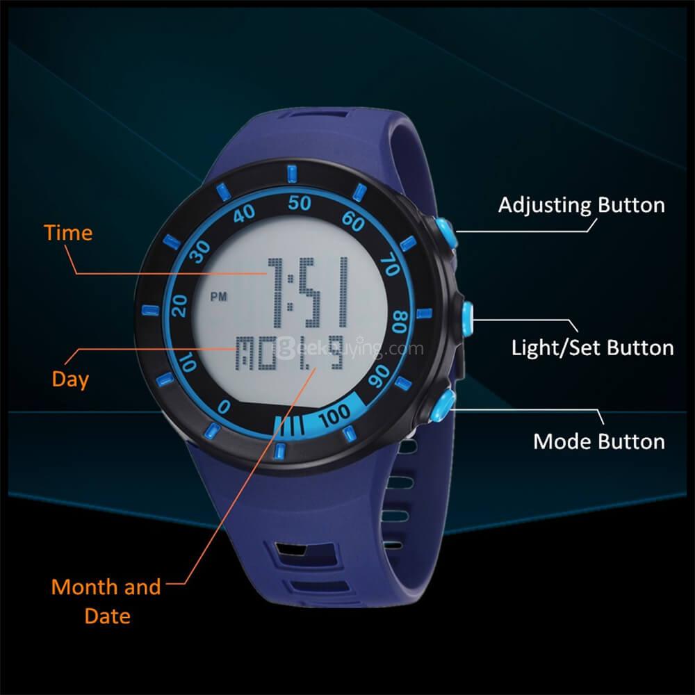Ohsen 2821 Back Light Sport Round Dial Military Men Quartz Watch -White