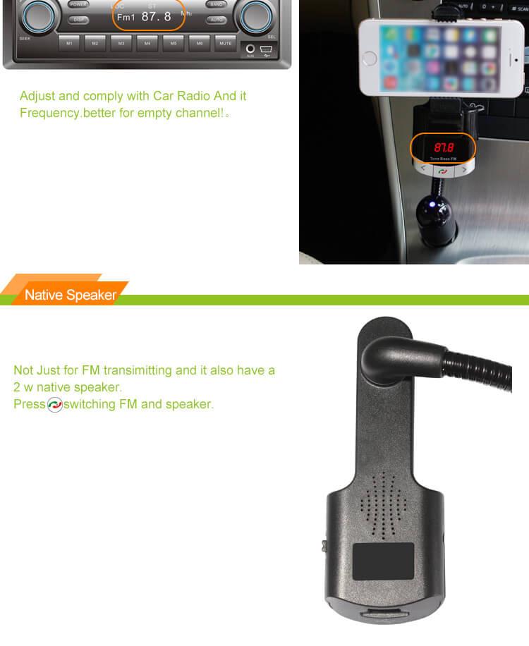 BT8118 Car Bluetooth MP3 Player Wireless FM Transmitter with Smart Phone Holder - Black