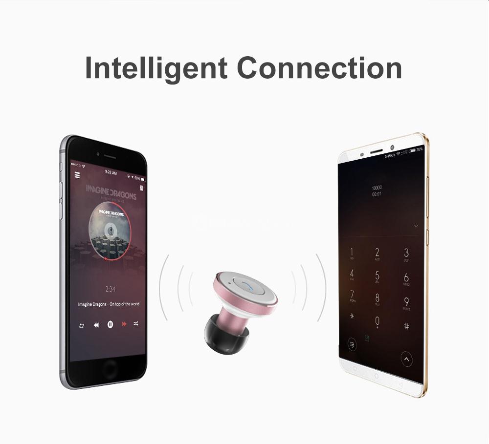 AWEI A870BL Dual USB Car Charger Bluetooth V4.1 Earphones - Rose Gold