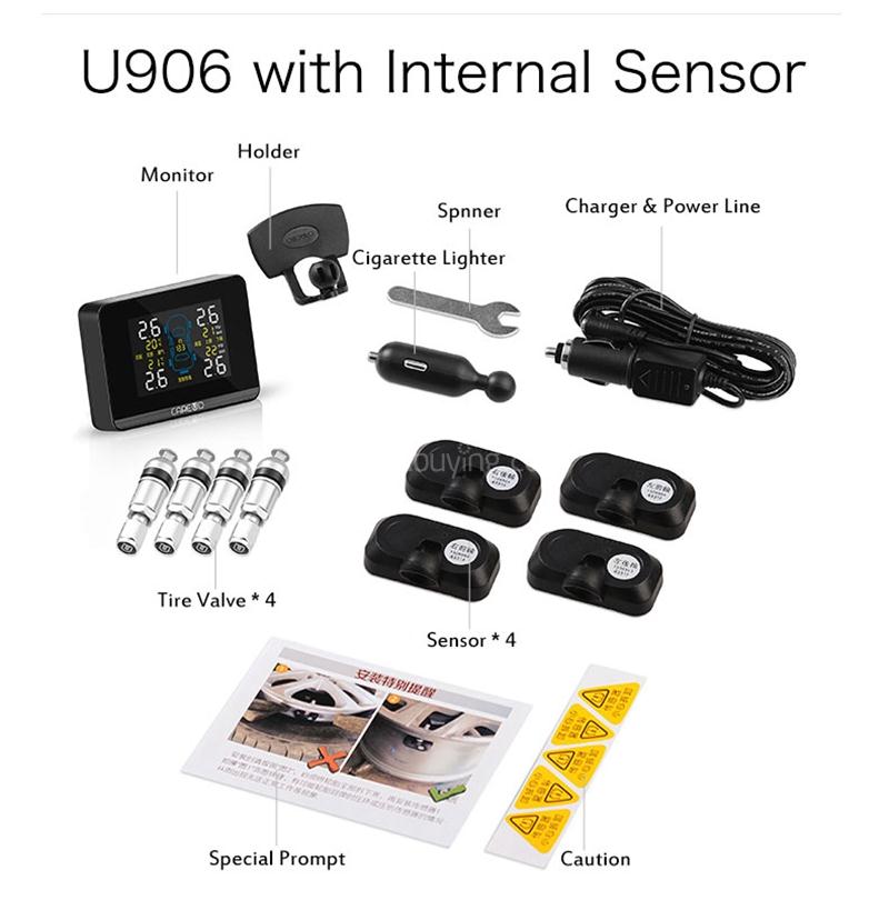 CAREUD U906NF TPMS Tire Pressure Monitoring System Four Internal Sensors - Black