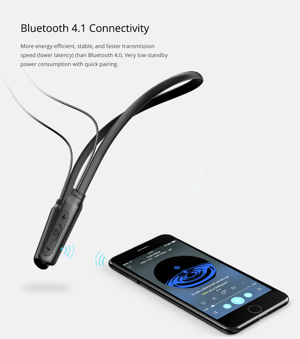 Tronsmart Encore S2 Magnetic Bluetooth 4.1 Neckband Sports Headphones - Black
