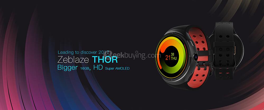 Zeblaze THOR 3G Smart Watch Phone 1.4 Inch AMOLED Display Android 5.1 MTK6580 Quad Core GPS 1GB RAM 16GB ROM - Black