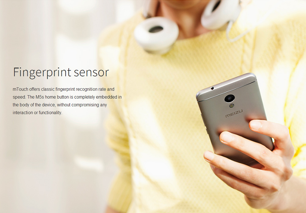 MEIZU M5S 5.2 Inch 3GB RAM 32GB ROM 5.0MP+13.0MP Cam MT6753 Octa Core 1.3GHz 4G LTE Flyme 5 Smartphone Quik Charge Metal Body Touch ID - Gray