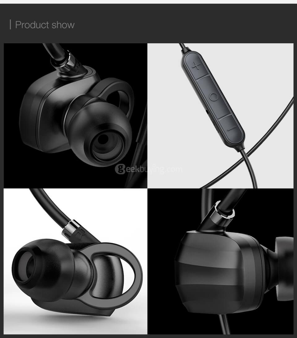 GGMM W710 Wireless Bluetooth 4.1 Sports Earphones with Remote Control - Black