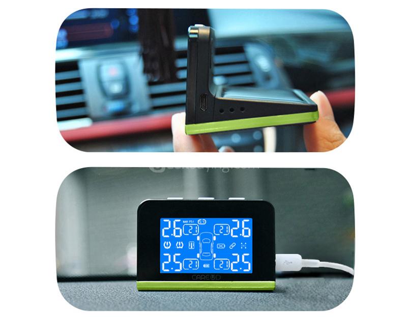 CAREUD U800WF Solar TPMS Tire Pressure Monitoring System Four External Sensors - Black
