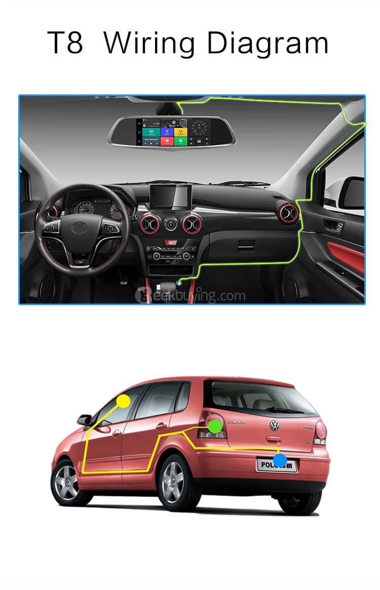 CARSUITE T8 Smart Android Car Rearview Mirror Camera FHD 1080P GPS - Black