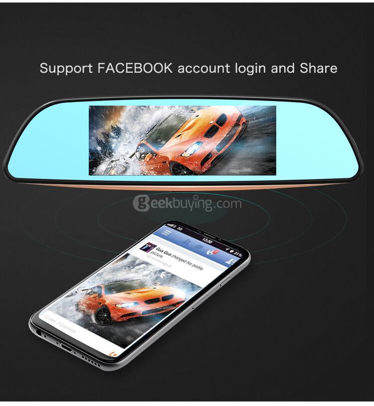 CARSUITE T7 Smart Android Car Rearview Mirror Camera FHD 1080P GPS - Black