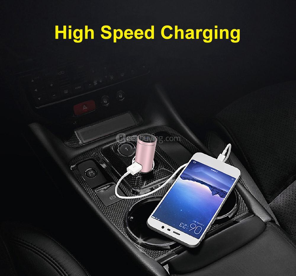 AWEI A870BL Dual USB Car Charger Bluetooth V4.1 Earphones - Rose Gold