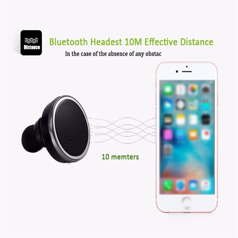 Q800 In-ear Stereo Wireless Bluetooth Earphone Headphone Left and Right Channel - Black