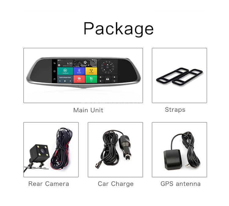 CARSUITE T8 Smart Android Car Rearview Mirror Camera FHD 1080P GPS - Black