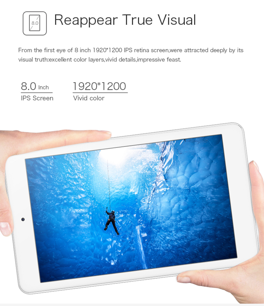 Cube iWork8 Air 8 inch Tablet Win10 + Android 5.1 2GB RAM 32GB ROM Intel Cherry Trail Z8350 Quad Core 1.44Ghz IPS 1920*1200 - White
