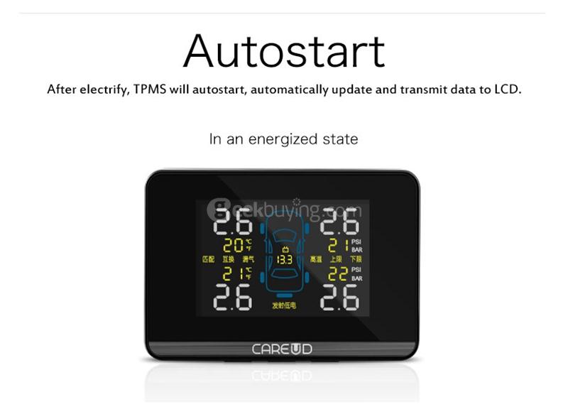 CAREUD U906NF TPMS Tire Pressure Monitoring System Four Internal Sensors - Black