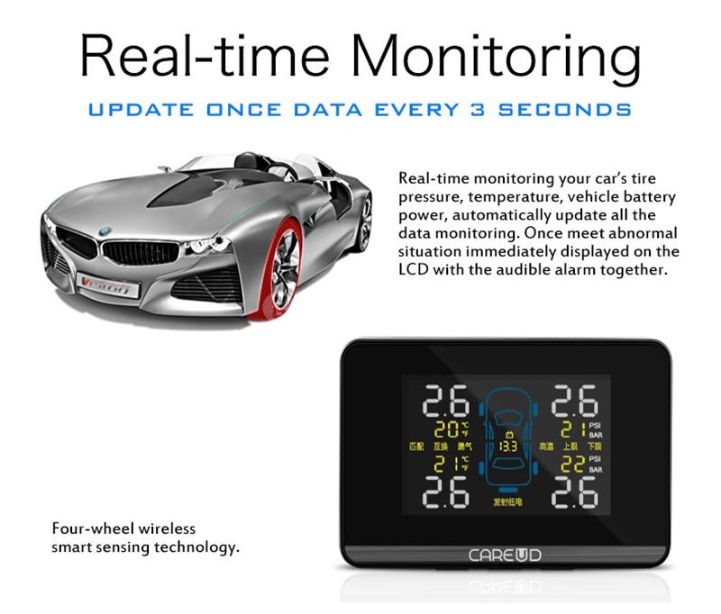 CAREUD U906NF TPMS Tire Pressure Monitoring System Four Internal Sensors - Black