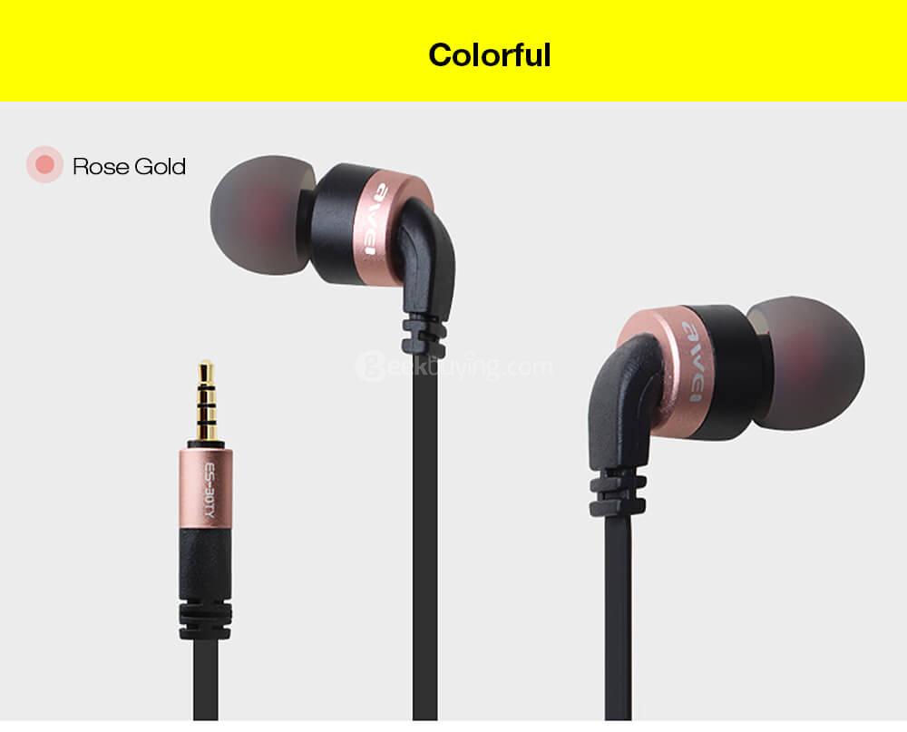 AWEI ES-30TY Wired Stereo In-ear Earphones Headphones - Black