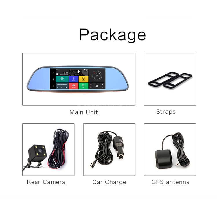 CARSUITE T7 Smart Android Car Rearview Mirror Camera FHD 1080P GPS - Black