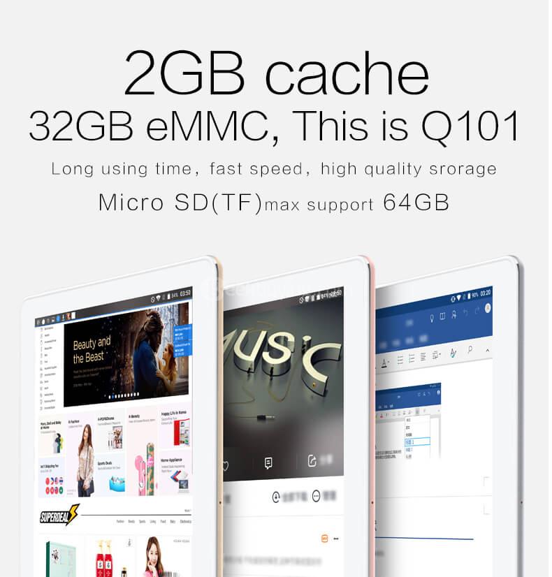 VOYO Q101 4G Phablet 10.1 Inch Octa Core MTK6753 1.5GHz 2GB RAM 32GB ROM TF Card Dual Cameras Bluetooth 4.0 Sim Slot - Gold