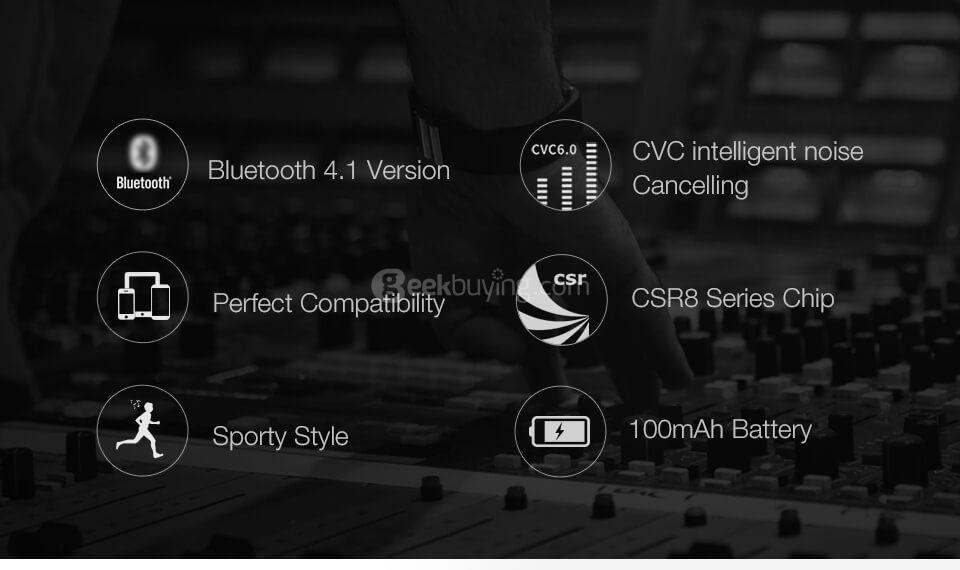 GGMM W710 Wireless Bluetooth 4.1 Sports Earphones with Remote Control - Black