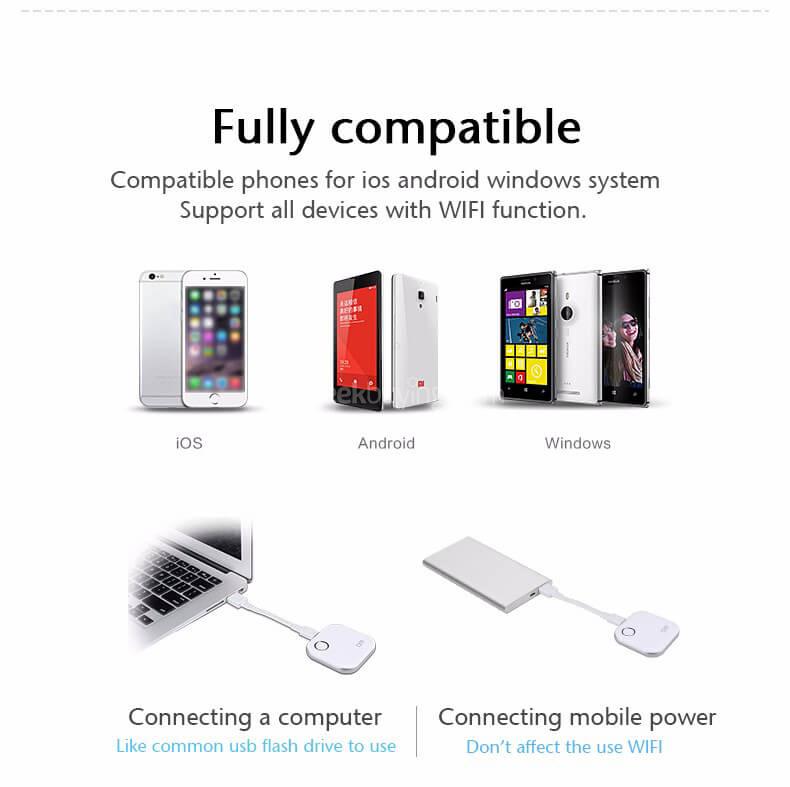 DM WFD015 WiFi Wireless 32GB U Disk Flash Drive for iOS / Android -White