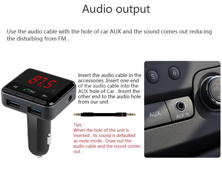 BC12B Smart Bluetooth FM Car Charger Dual USB APP Control Hands-free Talking - Black