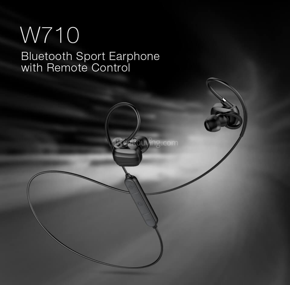 GGMM W710 Wireless Bluetooth 4.1 Sports Earphones with Remote Control - Black