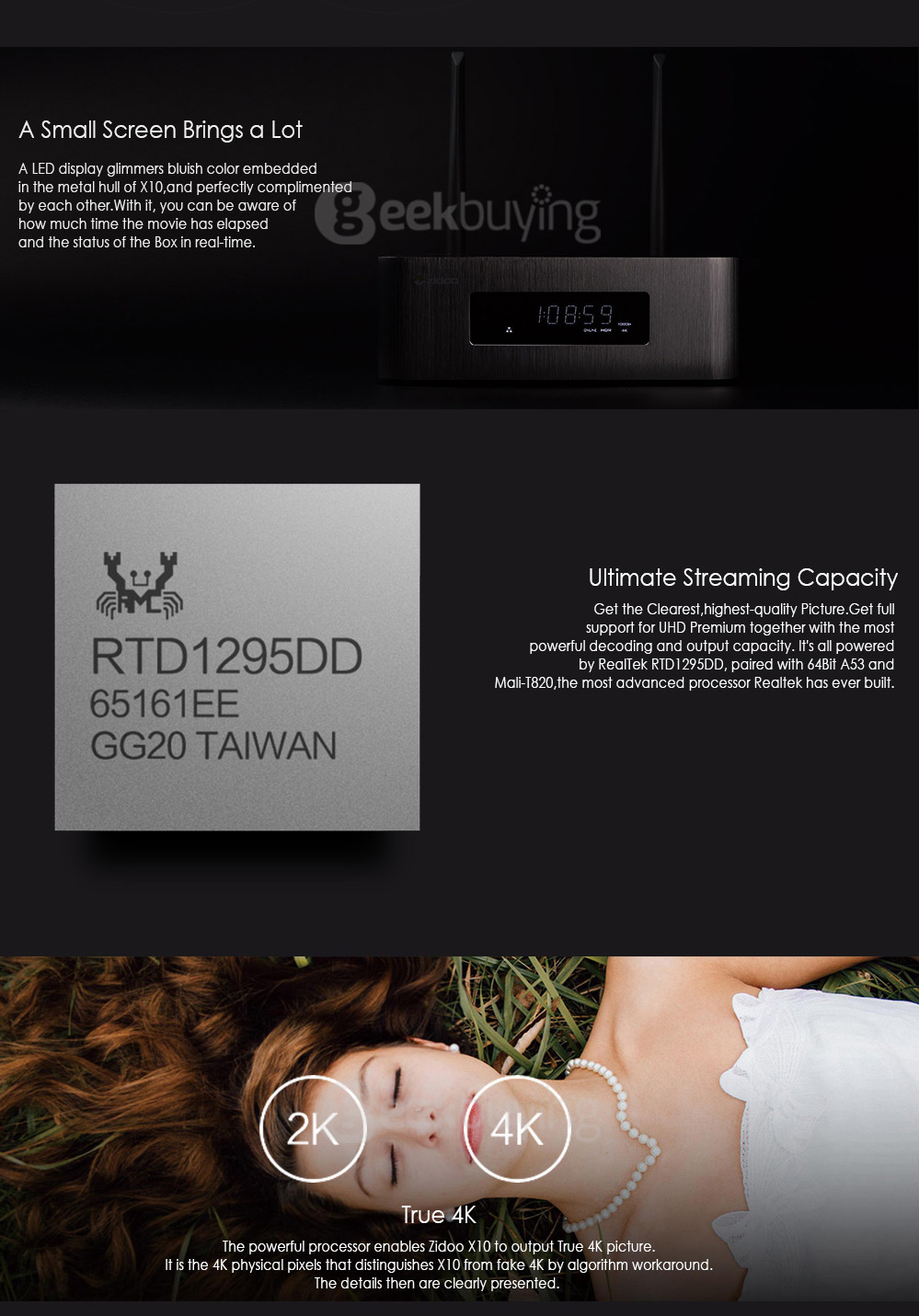 ZIDOO X10 Android 6.0 OpenWRT(NAS) Realtek RTD1295 4K 10Bit Blu-ray Media Player 2G/16G SATA AC WIFI Gigabit LAN USB3.0 Bluetooth