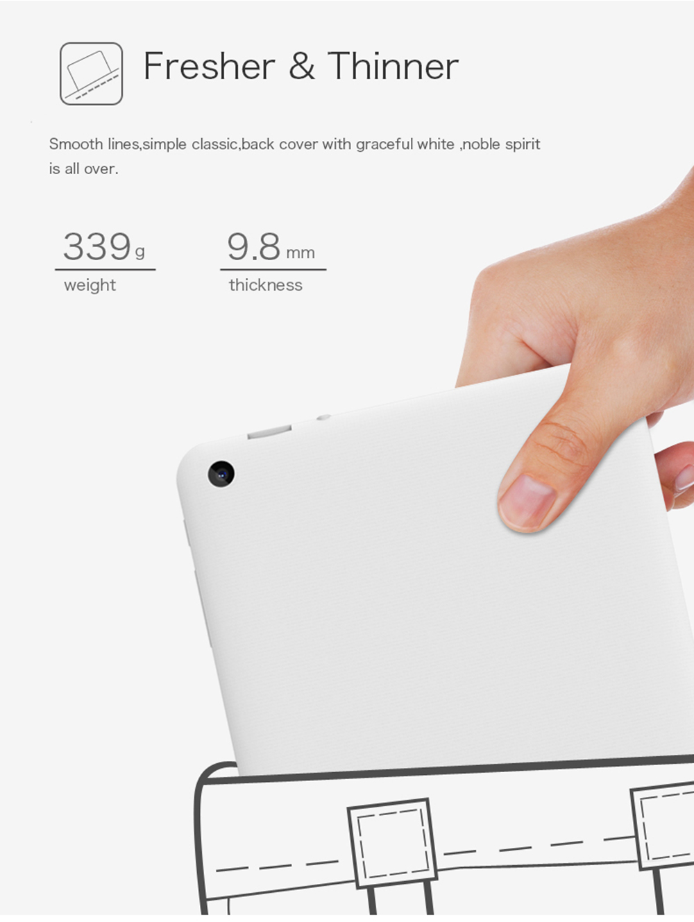 Cube iWork8 Air 8 inch Tablet Win10 + Android 5.1 2GB RAM 32GB ROM Intel Cherry Trail Z8350 Quad Core 1.44Ghz IPS 1920*1200 - White