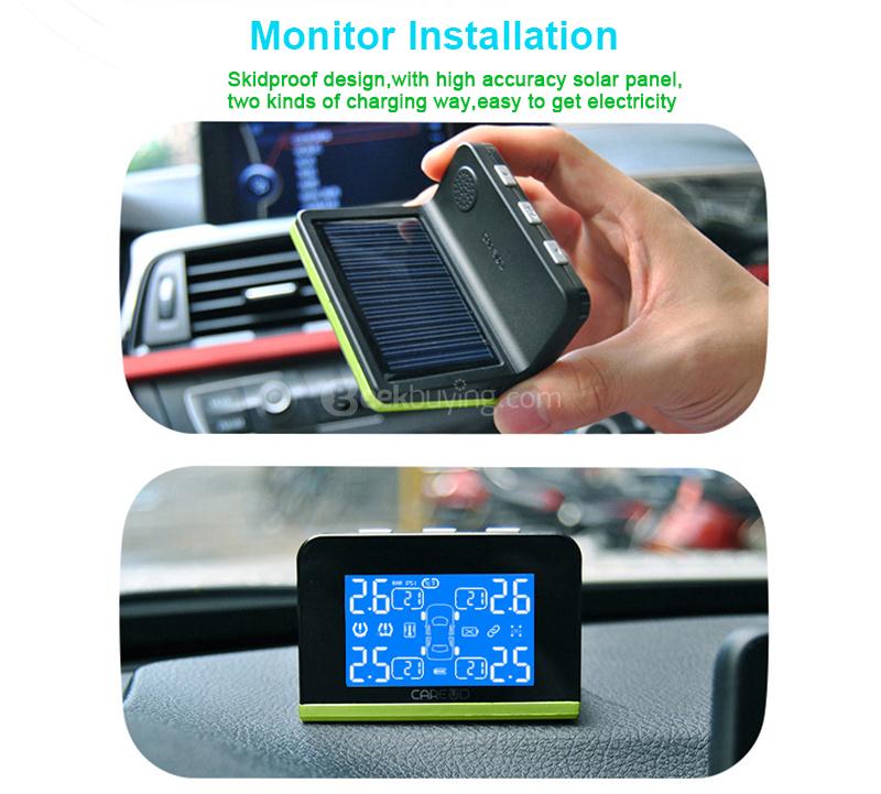 CAREUD U800WF Solar TPMS Tire Pressure Monitoring System Four External Sensors - Black