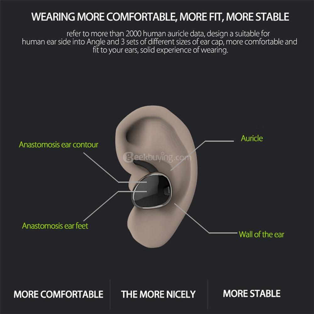 SP01 Wireless Bluetooth 4.1 Mini Invisible Earphone Sports Running Headphone with Mic - Gold